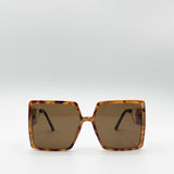 Oversized Square Sunglasses With Temple Frame Detail