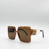 Oversized Square Sunglasses With Temple Frame Detail