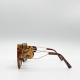 Oversized Square Sunglasses With Temple Frame Detail