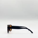 70's Navigator Sunglasses In Black With Orange Lenses - svnx
