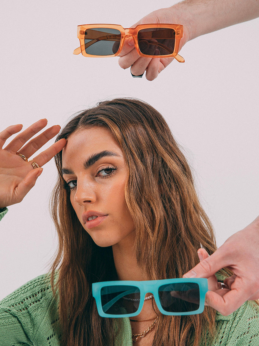 Square Matte Crystal Frame Sunglasses - svnx