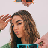 Square Matte Crystal Frame Sunglasses - svnx