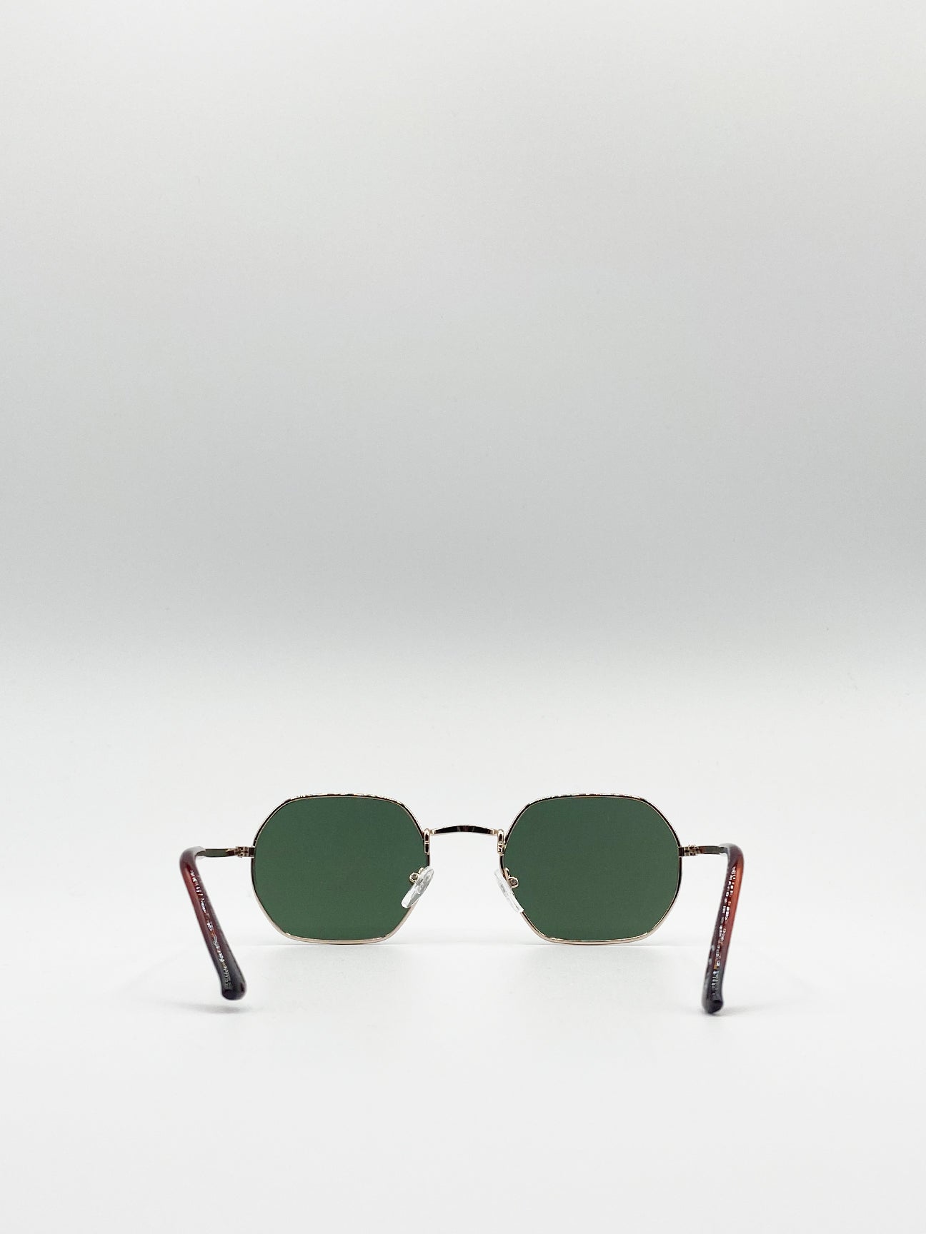 Hexagon Metal Frame Sunglasses in Gold - svnx