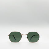 Hexagon Metal Frame Sunglasses in Gold - svnx