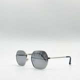 Hexagon Metal Frame Sunglasses with Mirror Lenses
