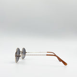 Metal Frame Round Sunglasses with Mirror Lenses - svnx
