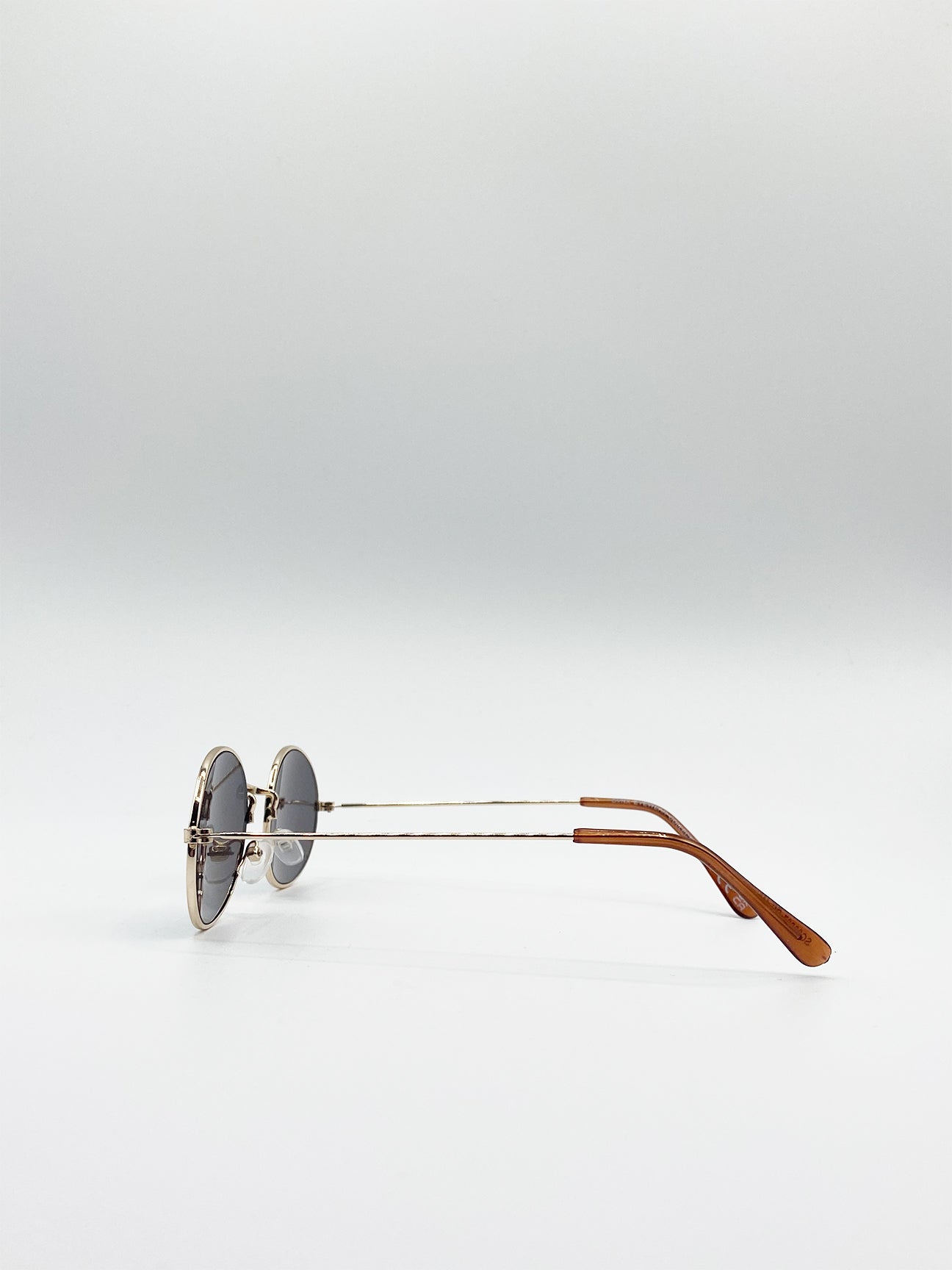 Metal Frame Round Sunglasses with Mirror Lenses - svnx
