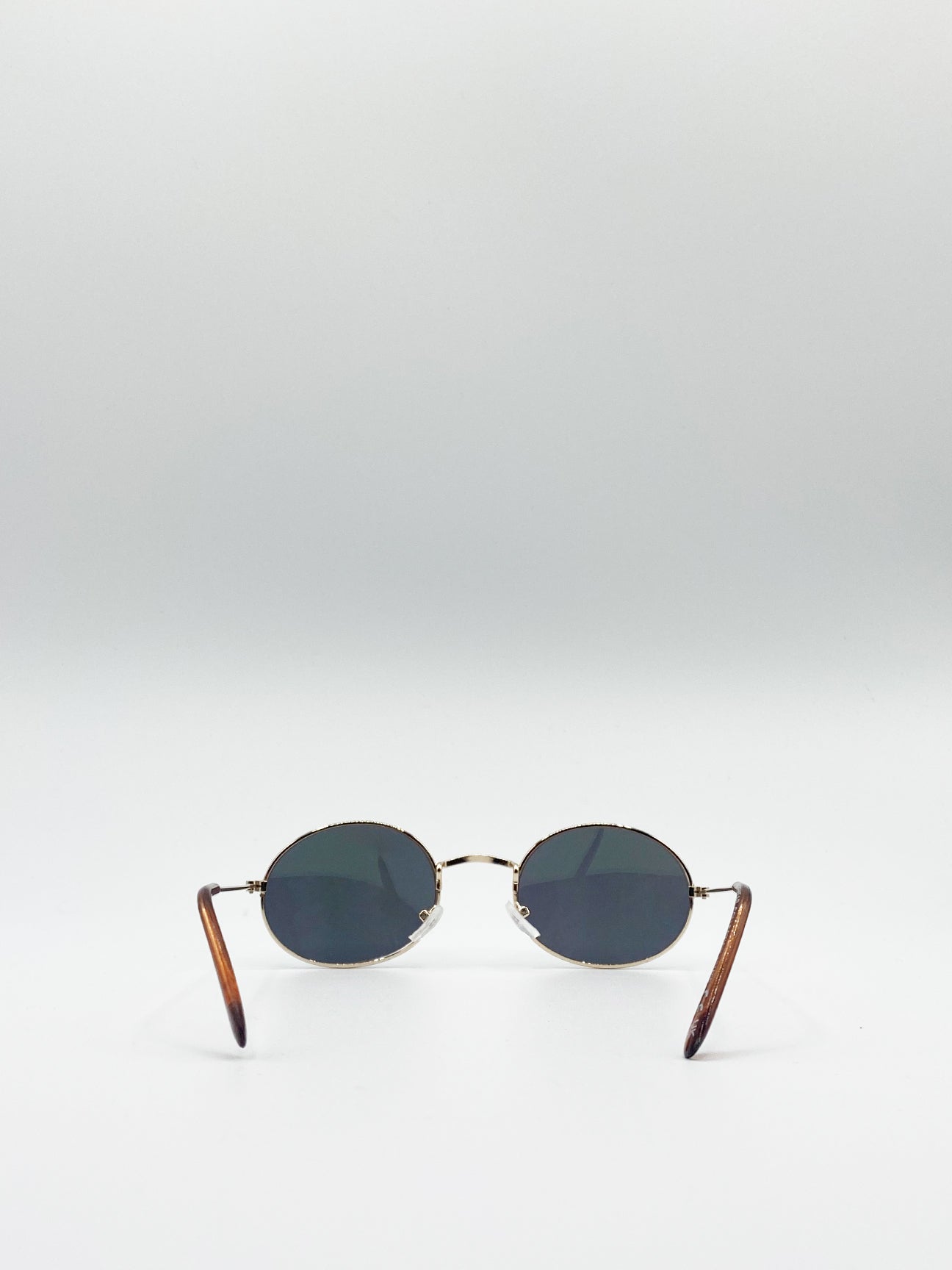 Metal Frame Round Sunglasses with Mirror Lenses - svnx