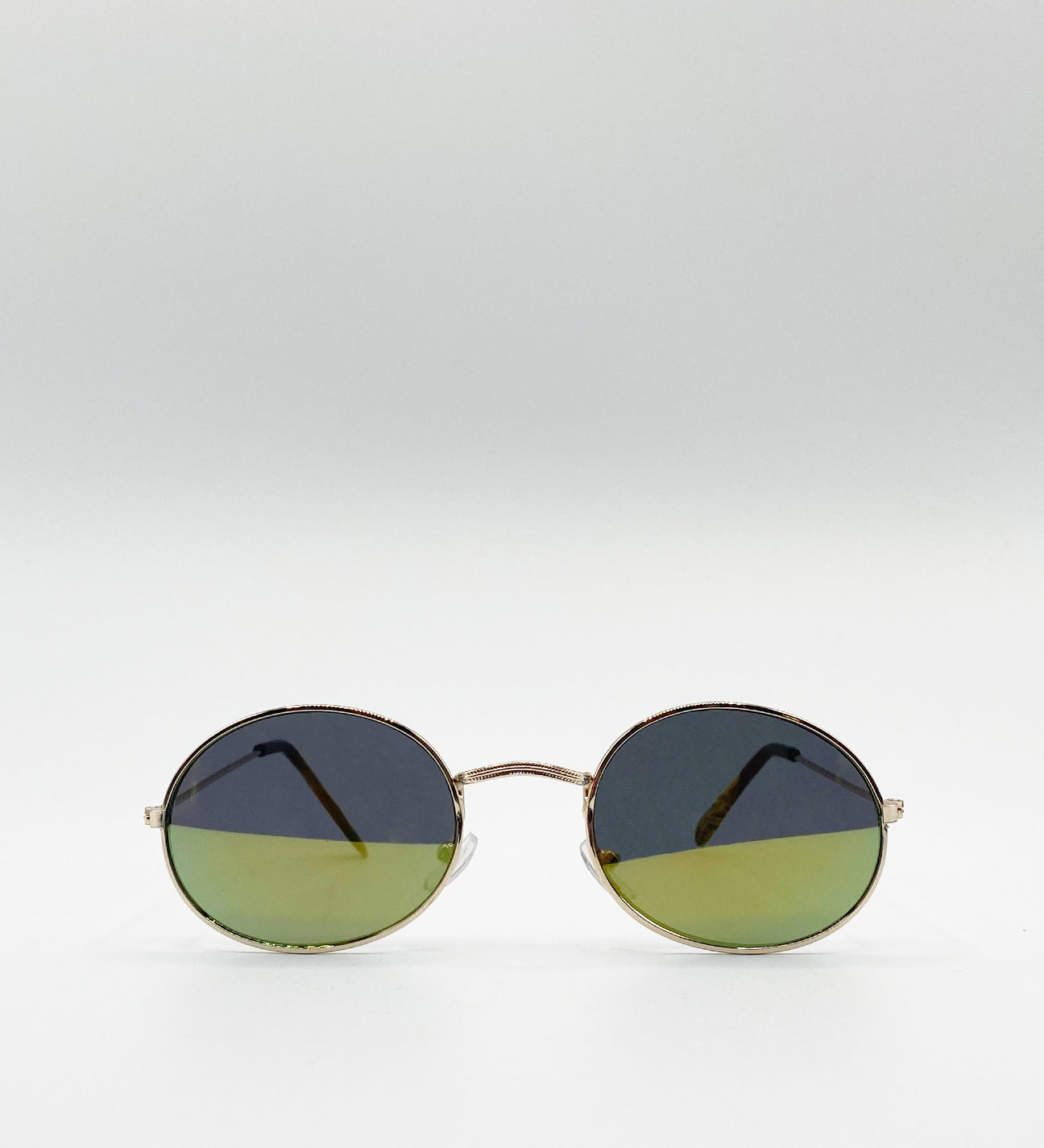 Metal Frame Round Sunglasses with Mirror Lenses - svnx
