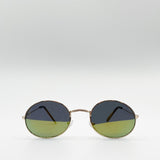Metal Frame Round Sunglasses with Mirror Lenses - svnx