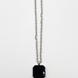 Chain Necklace with Black Square Pendant Charm