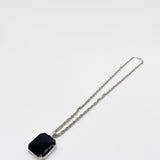 Chain Necklace with Black Square Pendant Charm