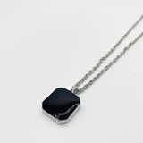 Chain Necklace with Black Square Pendant Charm