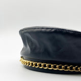 PU Leather Beret With Gold Metal Chain Detail